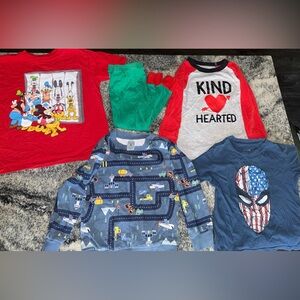 5 piece set - Disney Kids Long Sleeve Tees - Red, Blue spider man, Green 3T